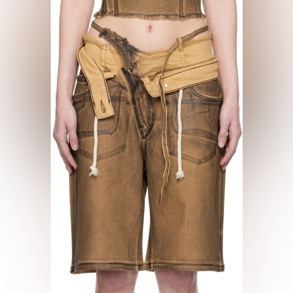 Ottolinger Brown Raw Edge Denim Short